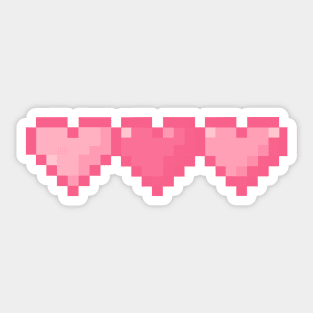 Pink Hearts in a Row Pixel Art Sticker